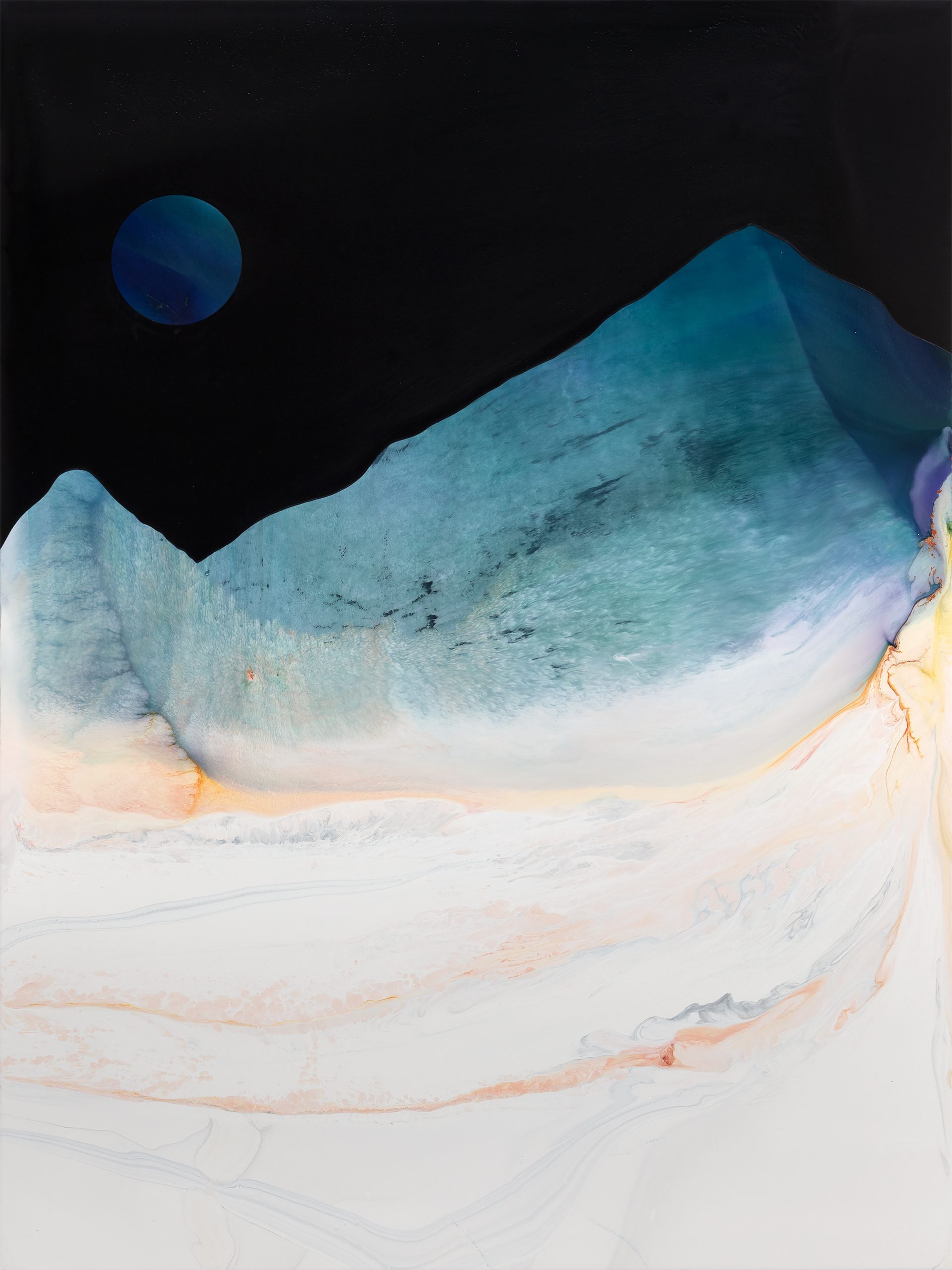 Dave Bopp, Sailor 6, 2025, acrylic resin paint, ink and marbling paint on aluminum composite board, 180 x 135 cm.